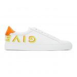 Givenchy White and Orange Reverse Logo Urban Knots Sneakers (BH001DH0QC)