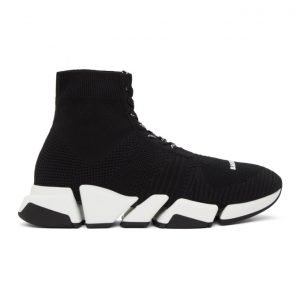 Balenciaga Black and White Speed 2.0 Lace-Up Sneakers (617258-W1702-1015)