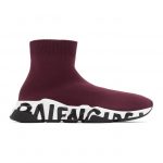 Balenciaga Burgundy and White Graffiti Sole Speed High-Top Sneakers (605972-W05GE-6091)