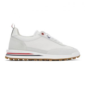 Thom Browne White and Grey Tech Runner Sneakers (MFD180A-03050)