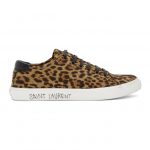Saint Laurent Beige and Black Print Malibu Low-Top Sneakers (6064081VV10)