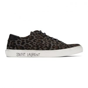 Saint Laurent Grey Leopard Malibu Sneakers (6064081ZB10)