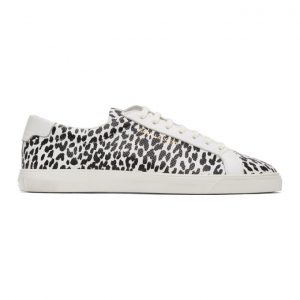 Saint Laurent White and Black Babycat Andy Sneakers (6068331YK10)