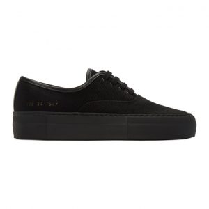 Common Projects Black Canvas Four Hole Sneakers (4136)