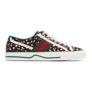 Gucci Black Floral Gucci Tennis 1977 Sneakers (606110 2IC10)
