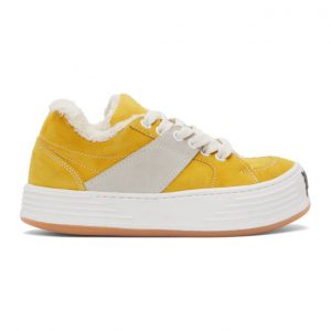 Palm Angels Yellow Suede Snow Low Top Sneakers (PWIA034F20LEA0011601)