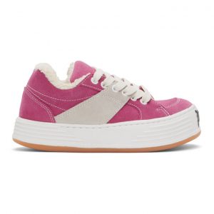 Palm Angels Pink Suede Snow Low Top Sneakers (PWIA034F20LEA0013001)