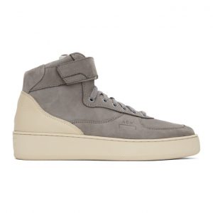 A-COLD-WALL* Grey Suede Rhombus Hi-Top Sneakers (ACWUF009)