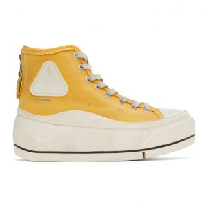 R13 Yellow Distressed High-Top Sneakers (R13S5029-004)