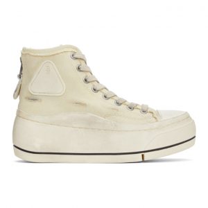 R13 Off-White Distressed High-Top Sneakers (R13S5029-002)