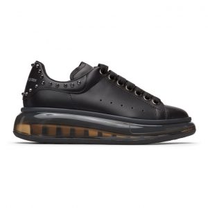 Alexander McQueen Black Studded Clear Sole Oversized Sneakers (650814 WHZ4W)