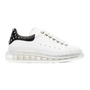 Alexander McQueen White and Black Studded Clear Sole Oversized Sneakers (650814 WHZ4X)