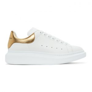 Alexander McQueen White and Gold Oversized Sneakers (553680WHNBG)
