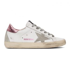 Golden Goose White and Pink Superstar Sneakers (F00102.F000715.10386)