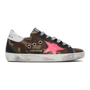 Golden Goose Green and Pink Camo Superstar Sneakers (F00102.F000246.80257)