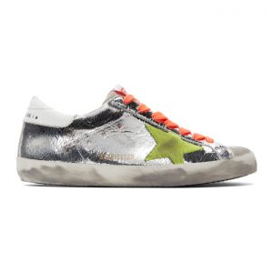 Golden Goose Silver and White Superstar Sneakers (GMF00101.F000342.803)