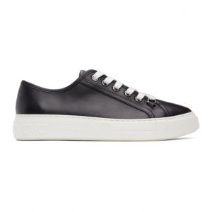Salvatore Ferragamo Black and White Anson Borg Sneakers (02B342 0741812)