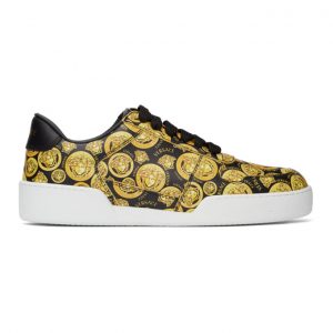 Versace Black and Yellow Medusa Amplified Ilus Sneakers (DSU7843 D56VG)