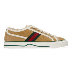 Gucci Beige Suede Gucci Tennis 1977 Low-Top Sneakers (649329 UAE10)