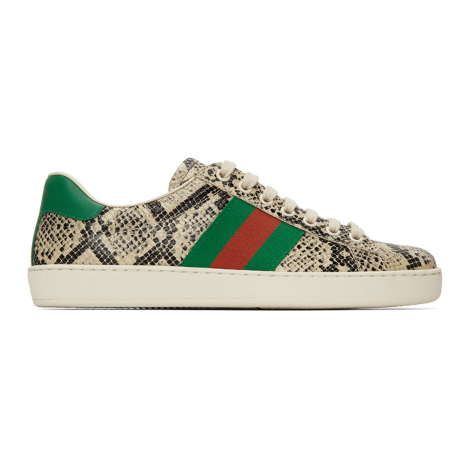 Gucci Beige Python Ace Sneakers (386750 19Y30)