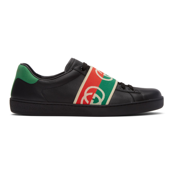 Gucci Black Elastic Ace Sneakers (643488 1XGF0)
