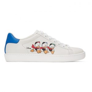 Gucci White and Blue Disney Edition Donald Duck Ace Sneakers (649398 AYO70)