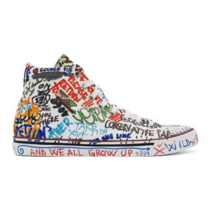 VETEMENTS White Graffiti High-Top Sneakers (UE51SN570W)