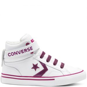 Converse Big Kids Coated Glitter Pro Blaze Strap High Top White White (668475C)