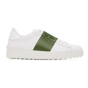 Valentino White and Green Valentino Garavani Open Sneakers (TW0S0781BLU)