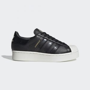 adidas Superstar Bold Schuh Core Black / Off White / Gold Metallic (FV3354)