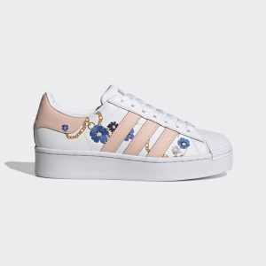 adidas Superstar Bold Schuh Cloud White / Vapour Pink / Yellow (FW2547)
