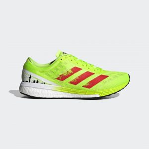 adidas adizero Boston 9 BRLN Schuh Signal Green / Signal Pink / Cloud White (FZ2725)