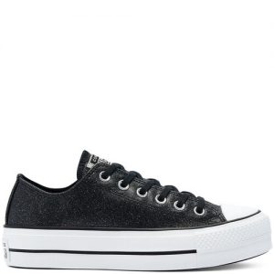 Converse Glitter Shine Platform Chuck Taylor All Star Low Top für Damen Black Black (569377C)