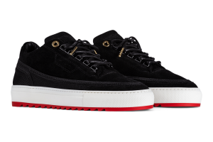 Mason Garments Firenze Mesh / Suede – Black / Red Schwarz (SS21-20A)