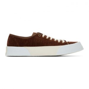 AMI Alexandre Mattiussi Brown Corduroy Vulcanized Sneakers (H19S401.234)