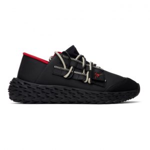 Giuseppe Zanotti Black and Red Leather Urchin Sneakers (RM00031 84420)