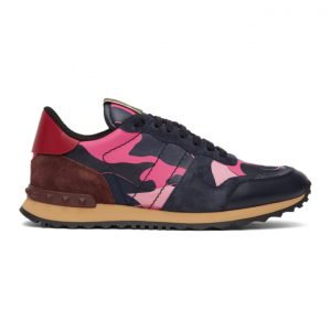 Valentino Navy and Pink Valentino Garavani Camo Rockrunner Sneakers (TY2S0723TCC)