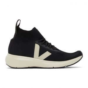 Rick Owens Black and Off-White Veja Edition Sock Runner Sneakers (VW20F3801 KVE)
