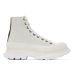 Alexander McQueen White Suede Tread Slick High Sneakers (627206WHBGU)