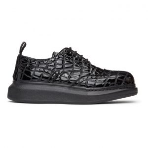Alexander McQueen Black Croc Hybrid Brogues (625189W4MU0)