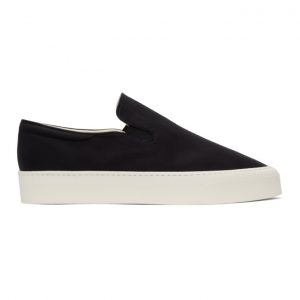 The Row Black and Off-White Dean Slip-On Sneakers (F2008-V20)