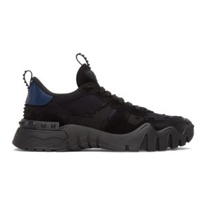 Valentino Black and Navy Valentino Garavani Rockrunner Plus Sneakers (UY0S0C88PAZ)