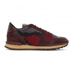Valentino Burgundy and Grey Valentino Garavani Rockrunner Sneakers (UY0S0723QRK)