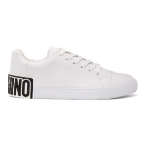 Moschino White Leather Logo Sneakers (MA15402G0B MF0)