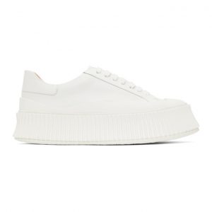 Jil Sander White Leather Platform Sneakers (JS32108A_13034)