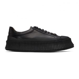 Jil Sander Black Leather Platform Sneakers (JI32535A_12280)