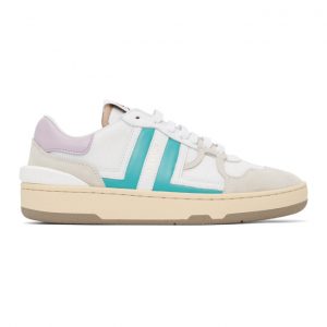 Lanvin White and Pink Mesh Clay Low Sneakers (FW-SKDK00-NAS1-P21)