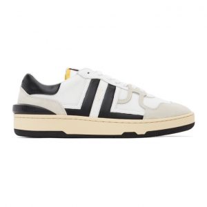 Lanvin White and Black Mesh Clay Low Sneakers (FM-SKDK00-NAS1-P21)