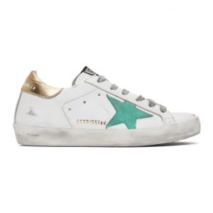 Golden Goose White and Green Superstar Sneakers (GWF00101.F000212.1024)