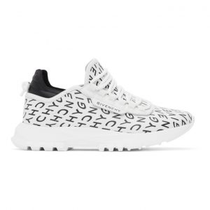 Givenchy White and Black Refracted Logo Spectre Runner Sneakers (BH003AH0UP)